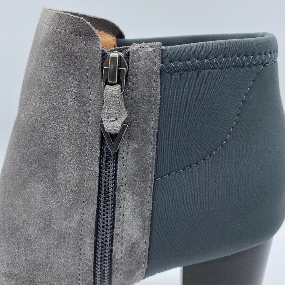 Vionic Gray Suede Ankle Booties with Black Heel - Picture 3 of 15